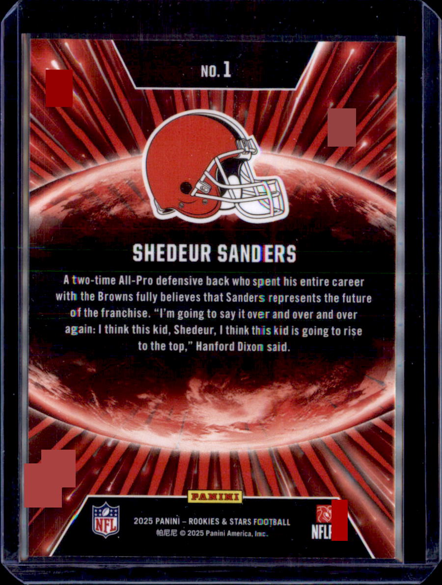 2025 Panini Rookies & Stars #1 Shedeur Sanders Stellar Rookies Blue Plaid