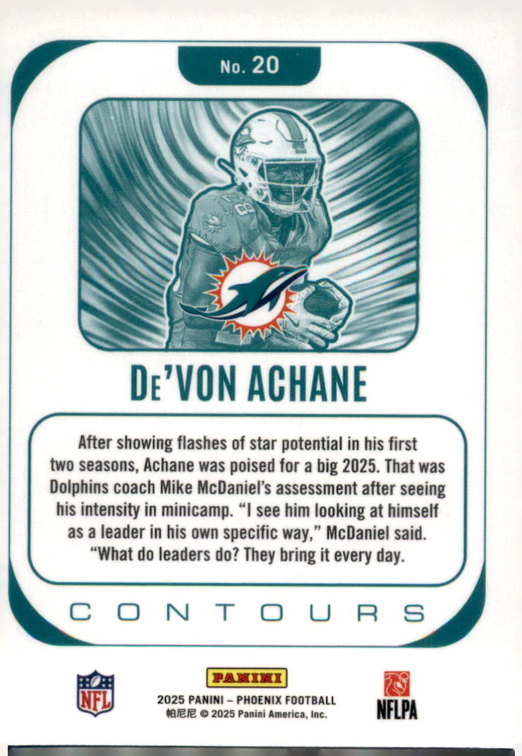 2025 Panini Phoenix #20 De'Von Achane Contours