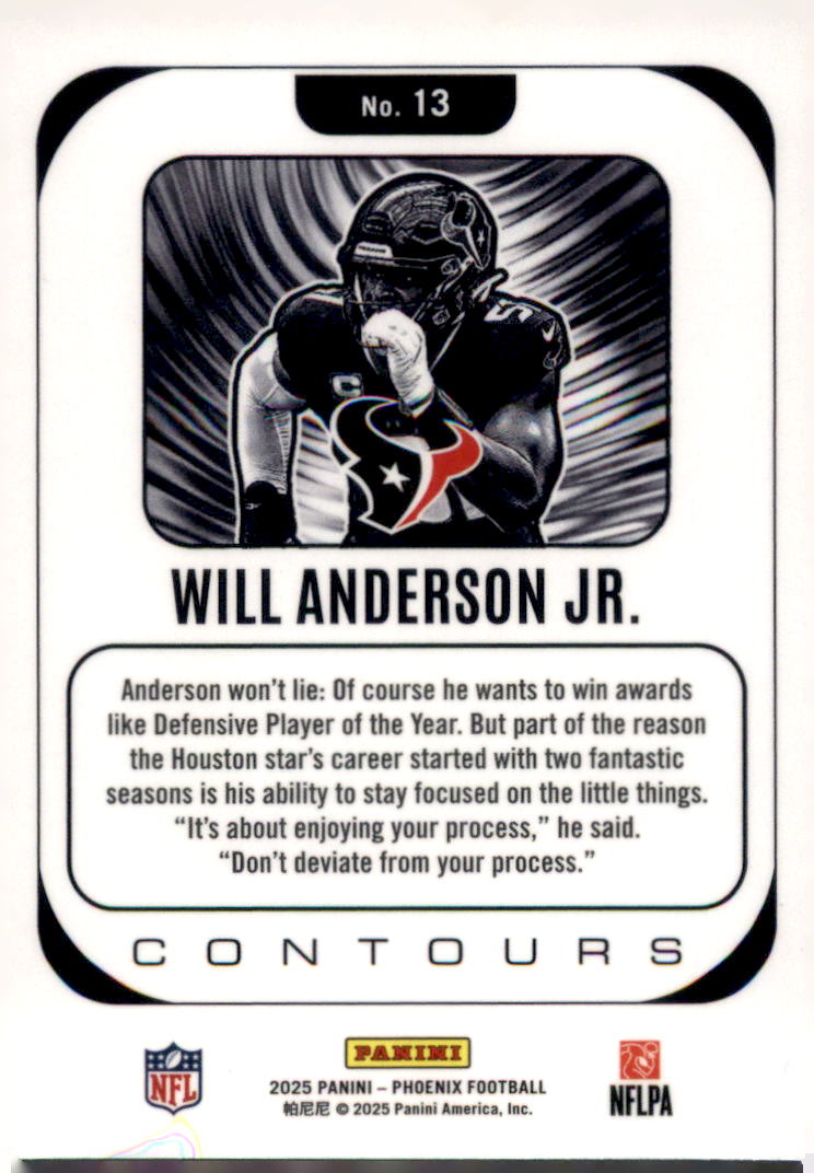 2025 Panini Phoenix #13 Will Anderson Jr. Contours