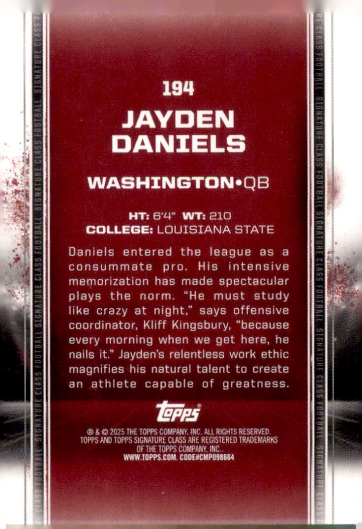 2024 Topps Signature Class #194 Jayden Daniels