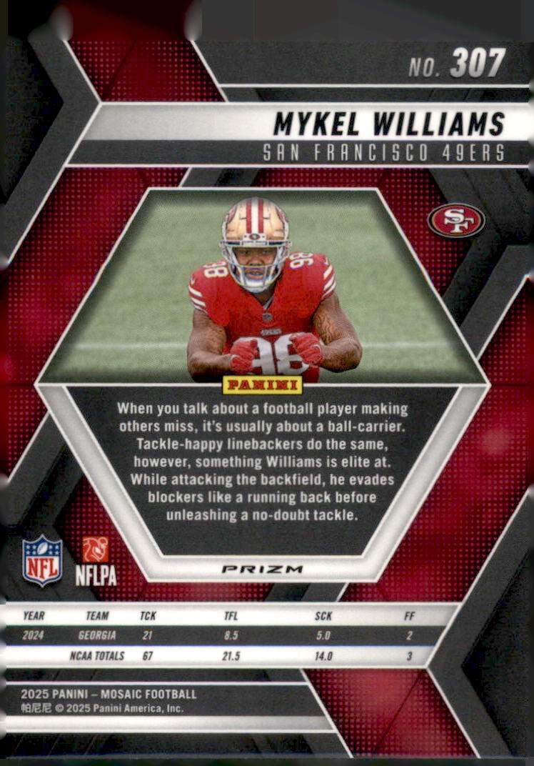 2025 Panini Mosaic #307 Mykel Williams Mosaic Reactive Purple