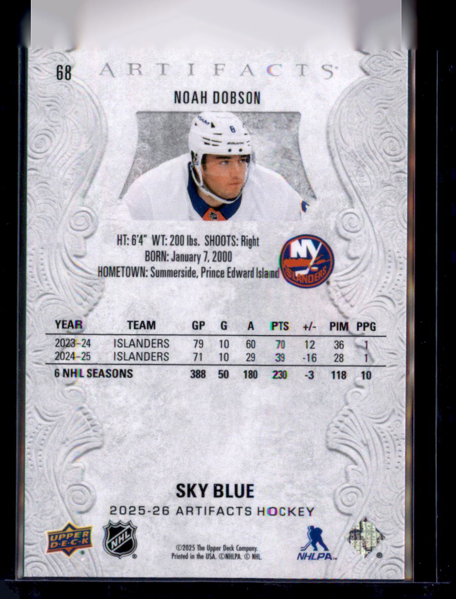 2025-26 Upper Deck Artifacts #68 Noah Dobson Sky Blue