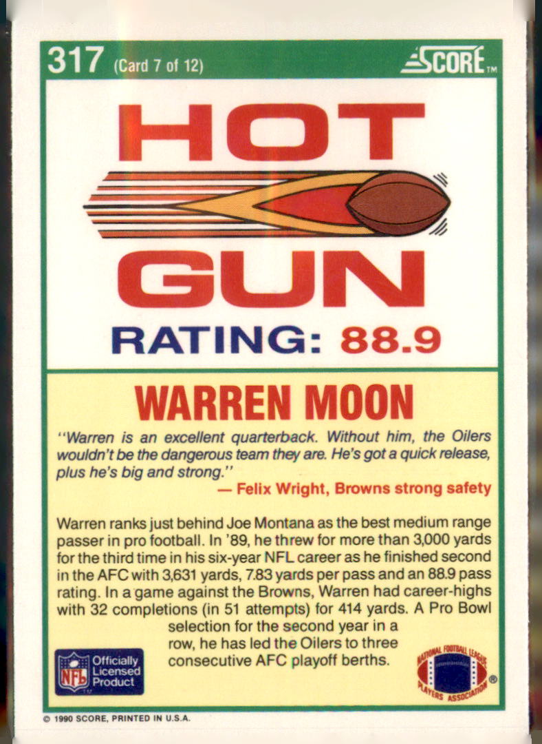 1990 Score #317 Warren Moon