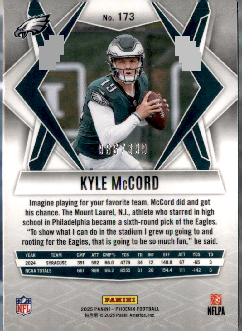 2025 Panini Phoenix #173 Kyle McCord Red Hyper Prizm #/399