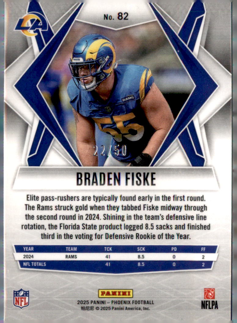 2025 Panini Phoenix #82 Braden Fiske Blue Prizm #/50
