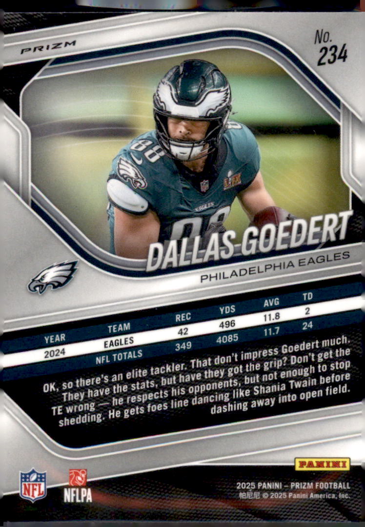 2025 Panini Prizm #234 Dallas Goedert Neon Green Pulsar