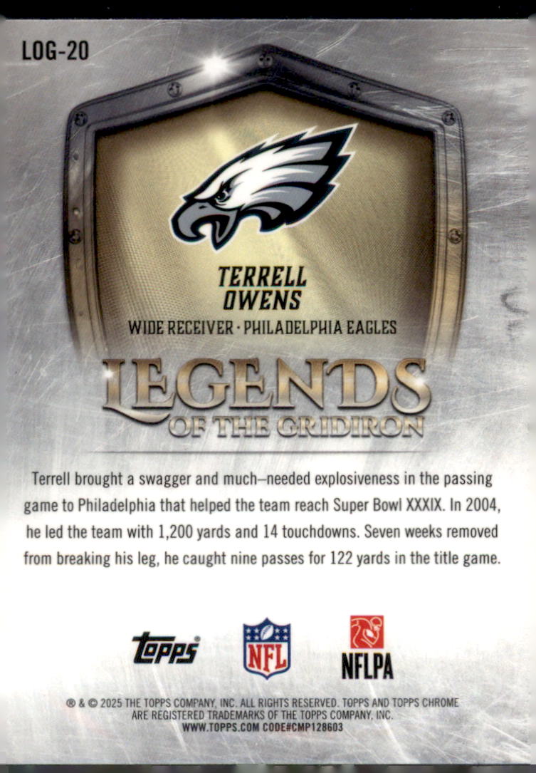 2025 Topps Chrome #LOG-20 Terrell Owens Legends of the Gridiron