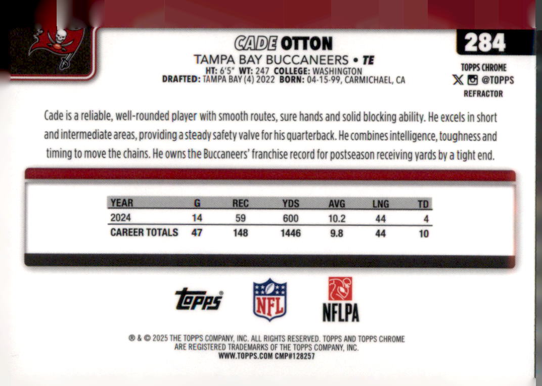 2025 Topps Chrome #284 Cade Otton Refractor