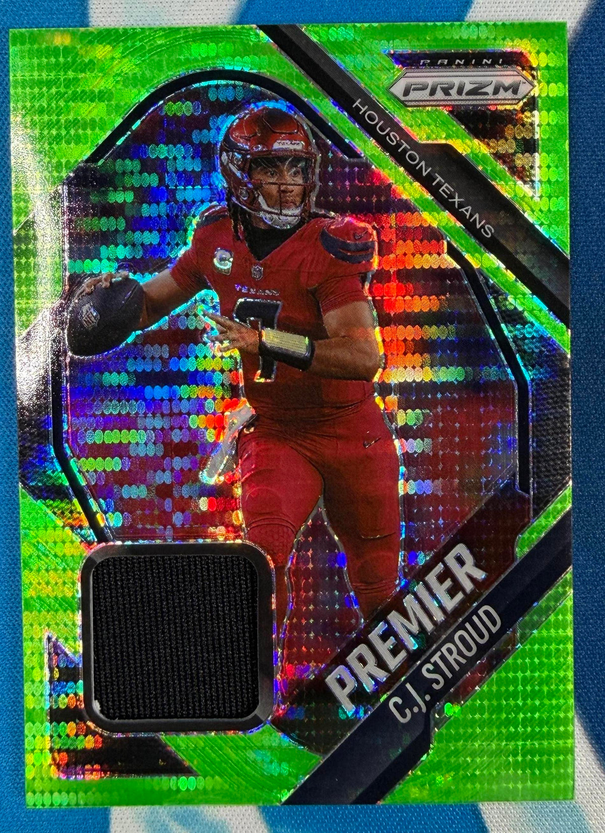2025 Panini Prizm #PJY-CJS C.J. Stroud Premier Jerseys Neon Green Pulsar