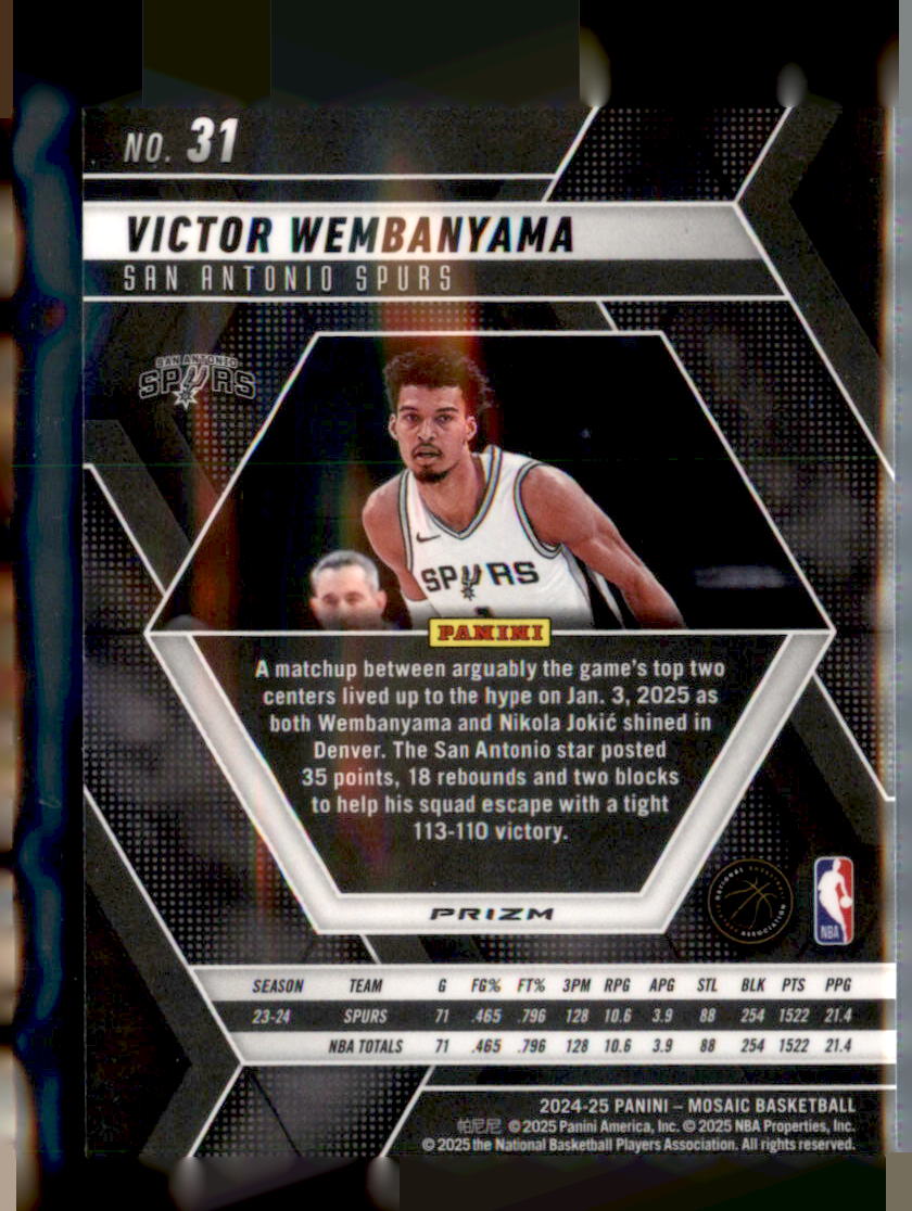 2024-25 Panini Mosaic #31 Victor Wembanyama Silver