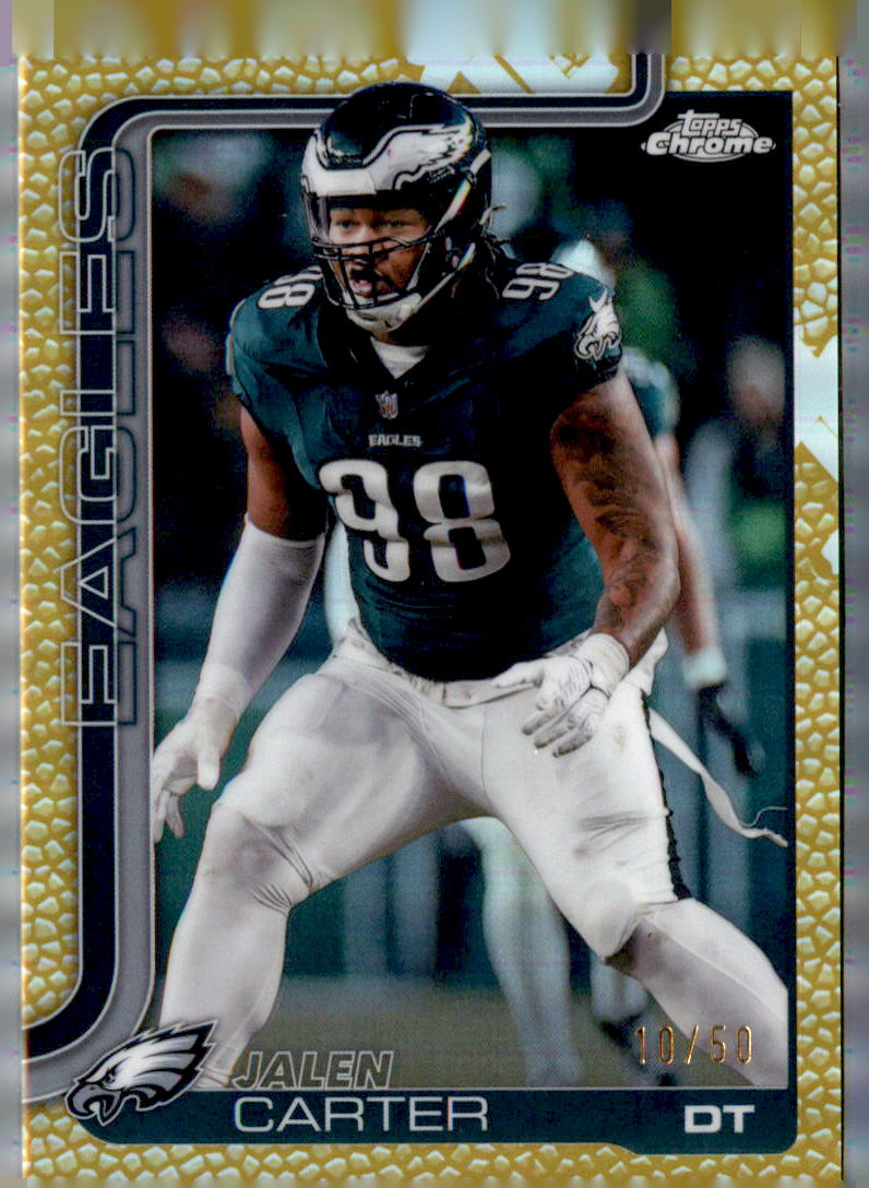 2025 Topps Chrome #250 Jalen Carter Football Leather Gold #/50