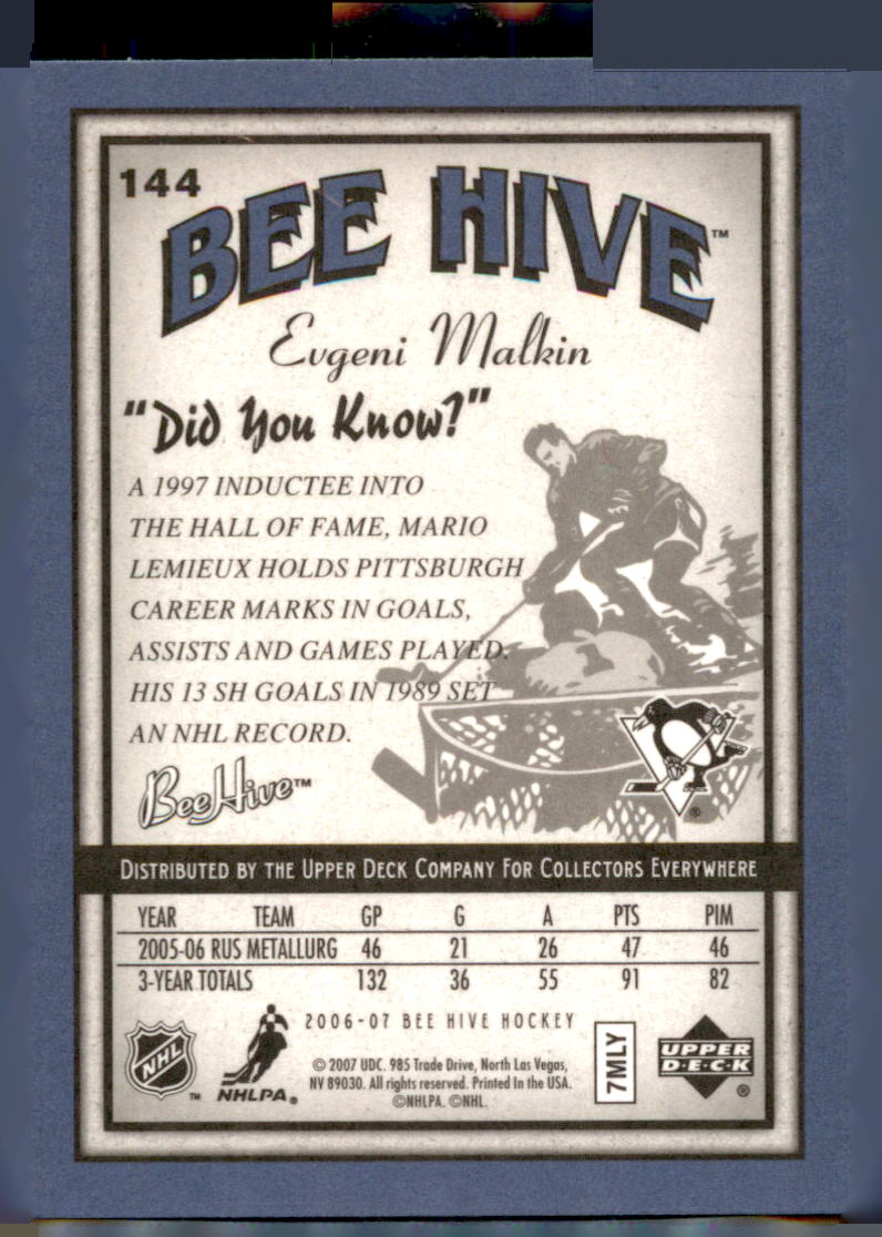 2006-07 Upper Deck Beehive #144 Evgeni Malkin Blue