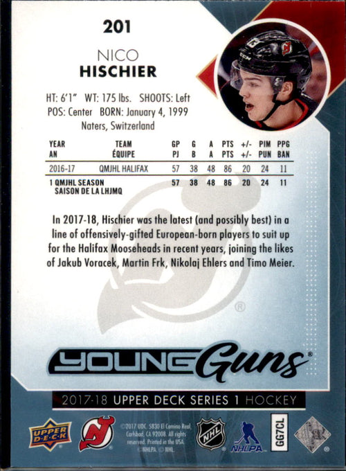 2017-18 Upper Deck #201 Nico Hischier