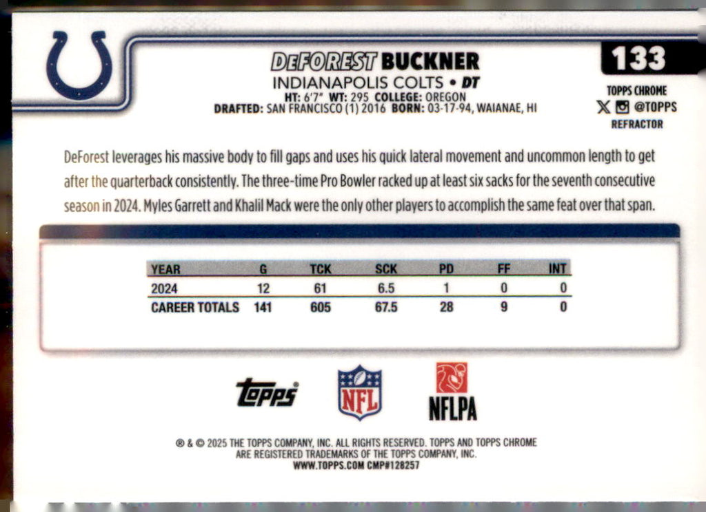 2025 Topps Chrome #133 DeForest Buckner Refractor