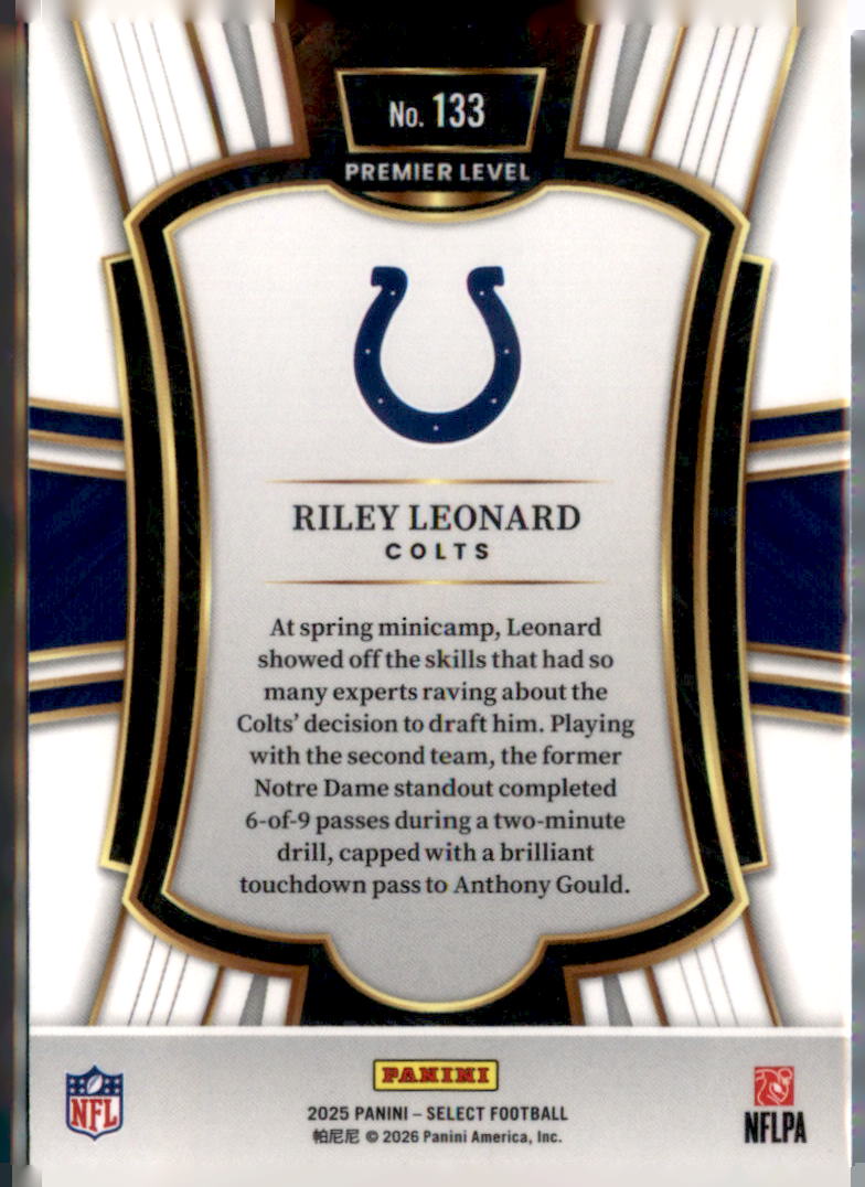 2025 Panini Select #133 Riley Leonard