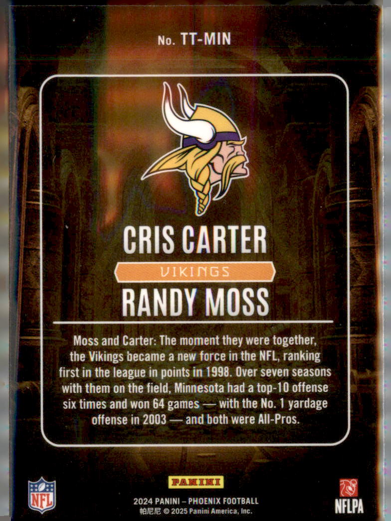 2024 Panini Phoenix #TT-MIN Cris Carter / Randy Moss Treasured Tandems Orange