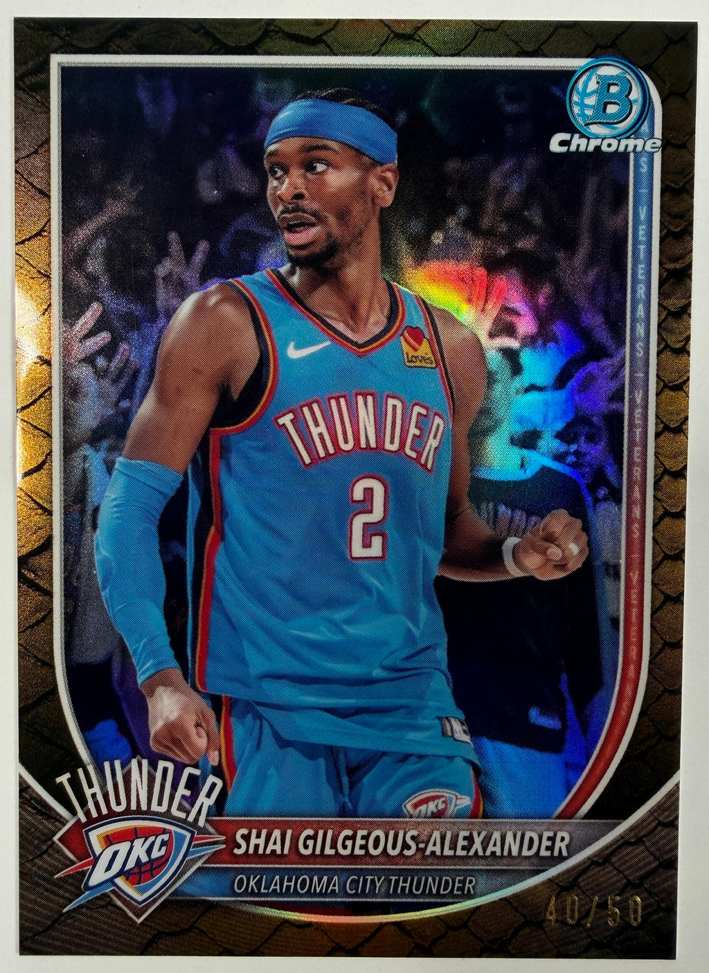 2025-26 Bowman Shai Gilgeous-Alexander Chrome Reptilian Gold Refractors #/50