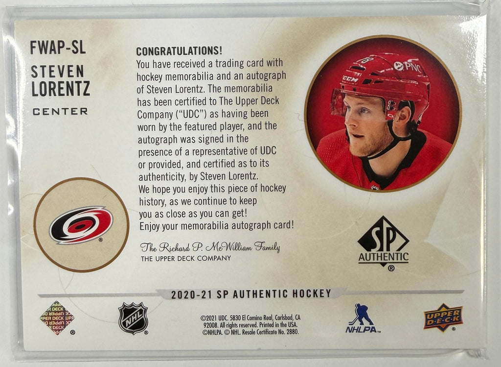 2020-21 SP Authentic Steven Lorentz Limited Future Watch Auto Patch #/100