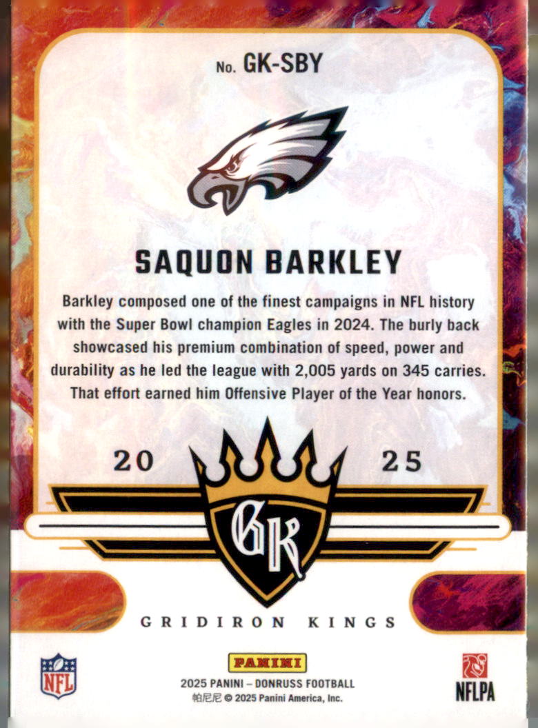 2025 Donruss #GK-SBY Saquon Barkley Gridiron Kings