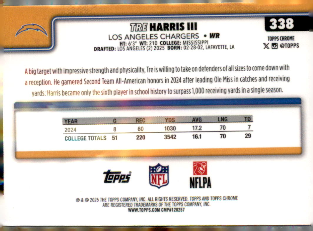 2025 Topps Chrome #338 Tre Harris III