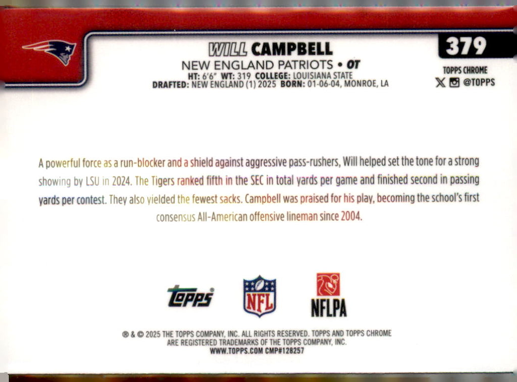 2025 Topps Chrome #379 Will Campbell