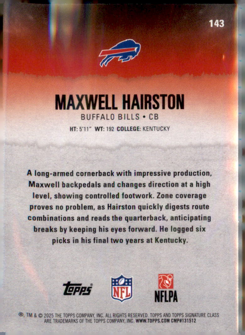 2025 Topps Signature Class #143 Maxwell Hairston Green & Purple
