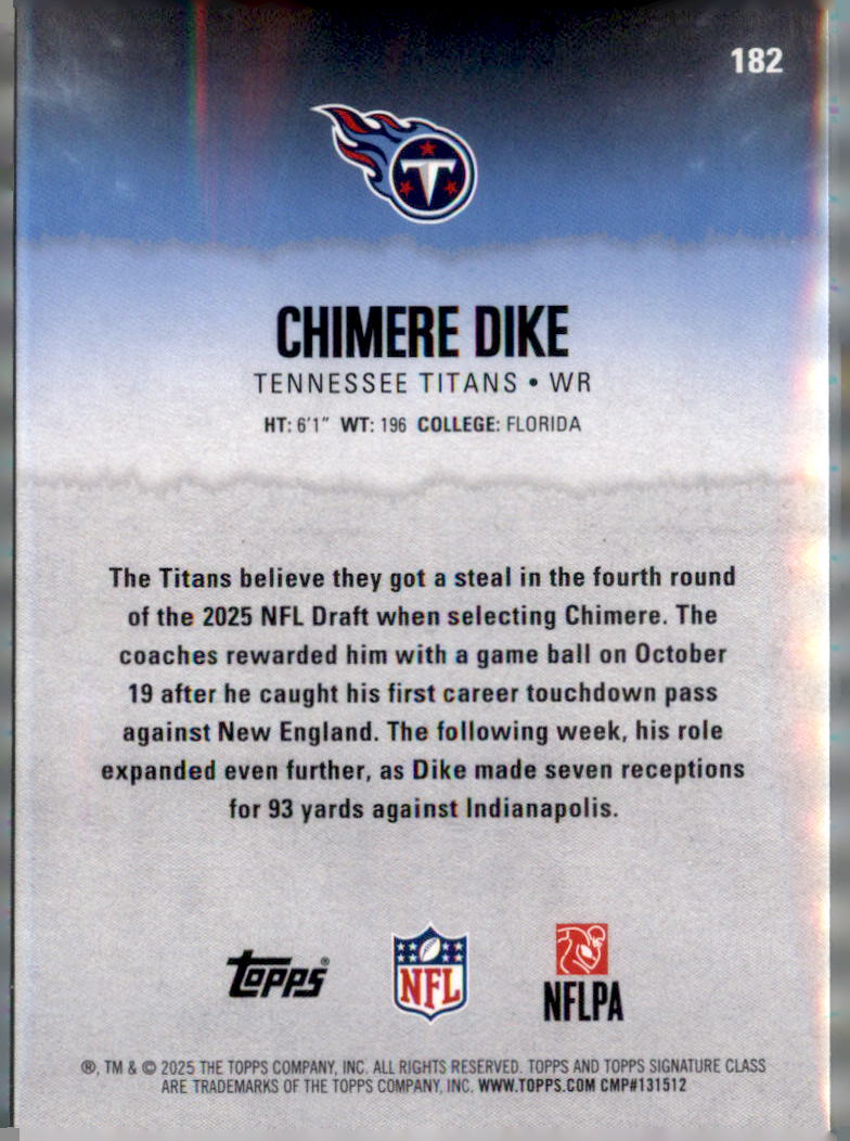 2025 Topps Signature Class #182 Chimere Dike