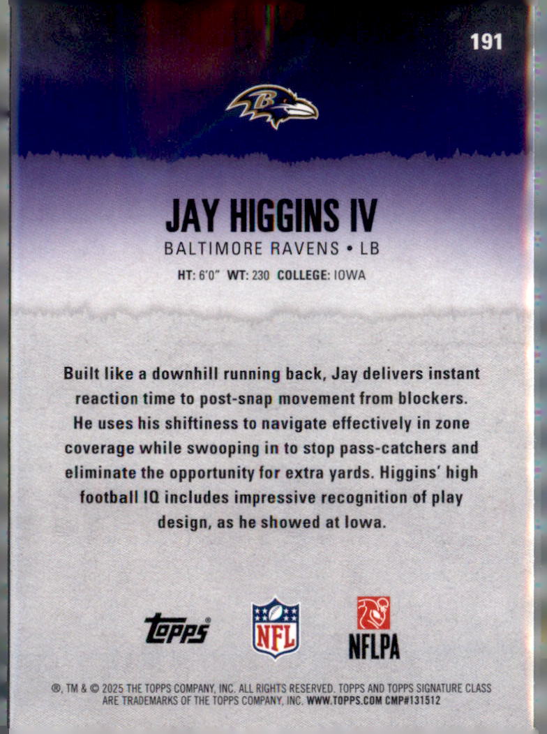 2025 Topps Signature Class #191 Jay Higgins