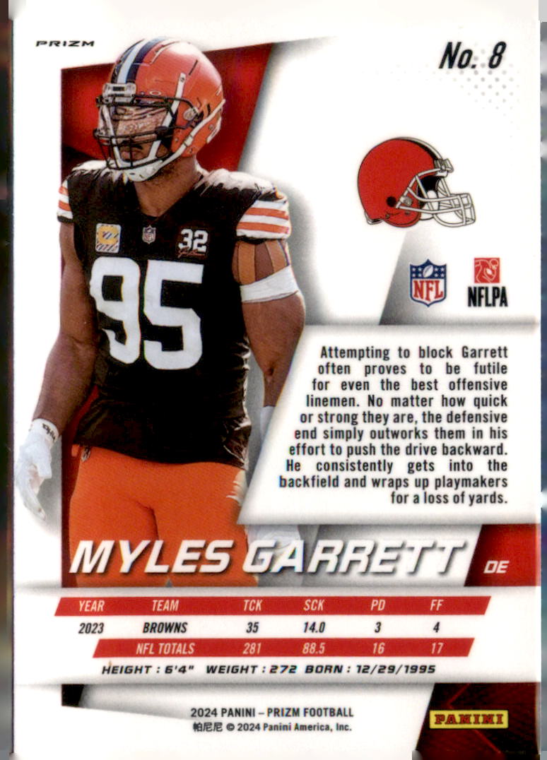 2024 Panini Prizm #8 Myles Garrett Prizm Flashback Silver Prizm