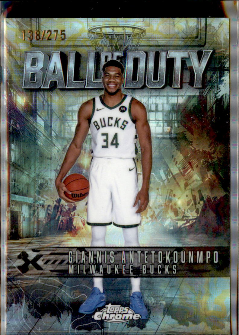 2025-26 Topps Chrome Giannis Antetokounmpo Ball of Duty Yellow Refractor #/275