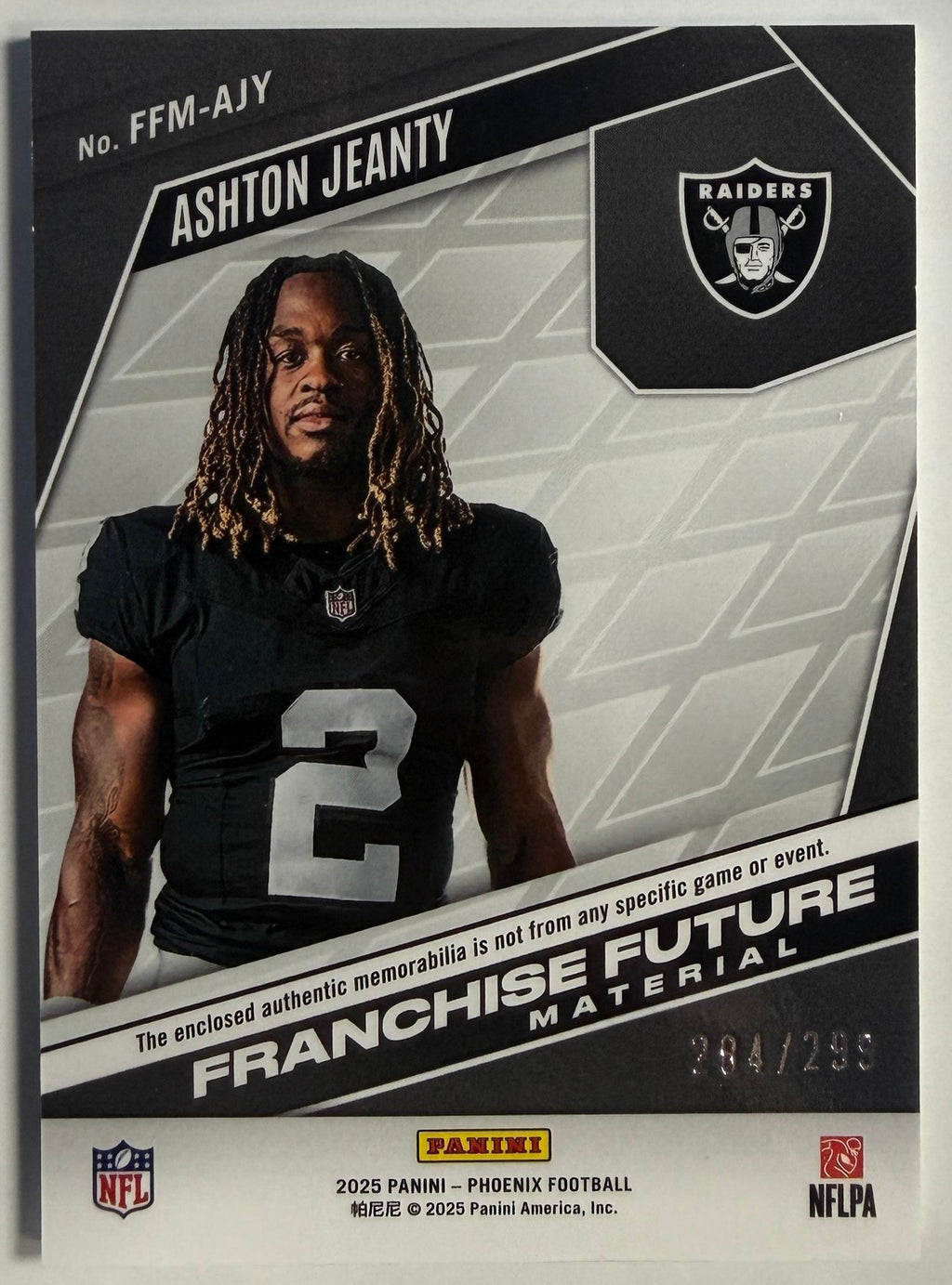 2025 Panini Phoenix #FFM-AJY Ashton Jeanty Franchise Future Material #/299