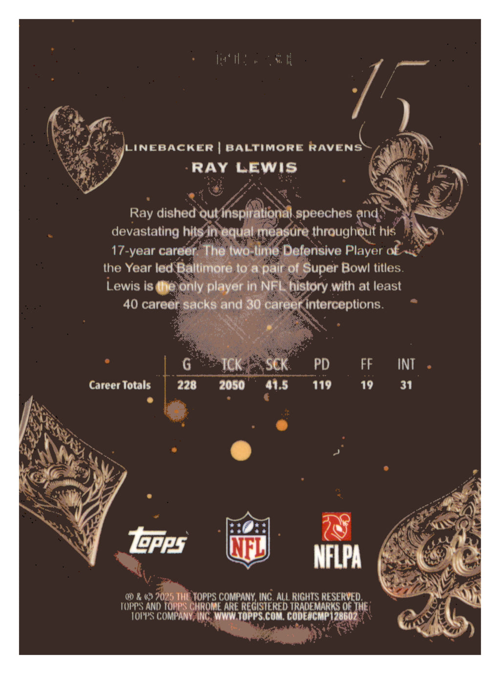 2025 Topps Chrome #F15-31 Ray Lewis Fortune 15
