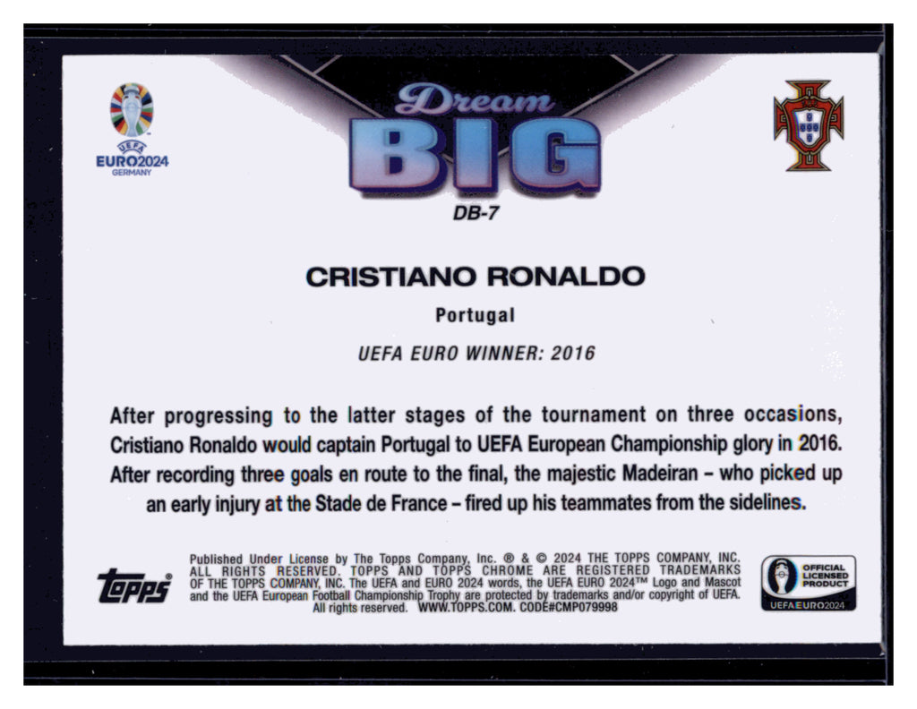 2024 Topps Chrome UEFA EURO #DB-7 Cristiano Ronaldo Dream Big
