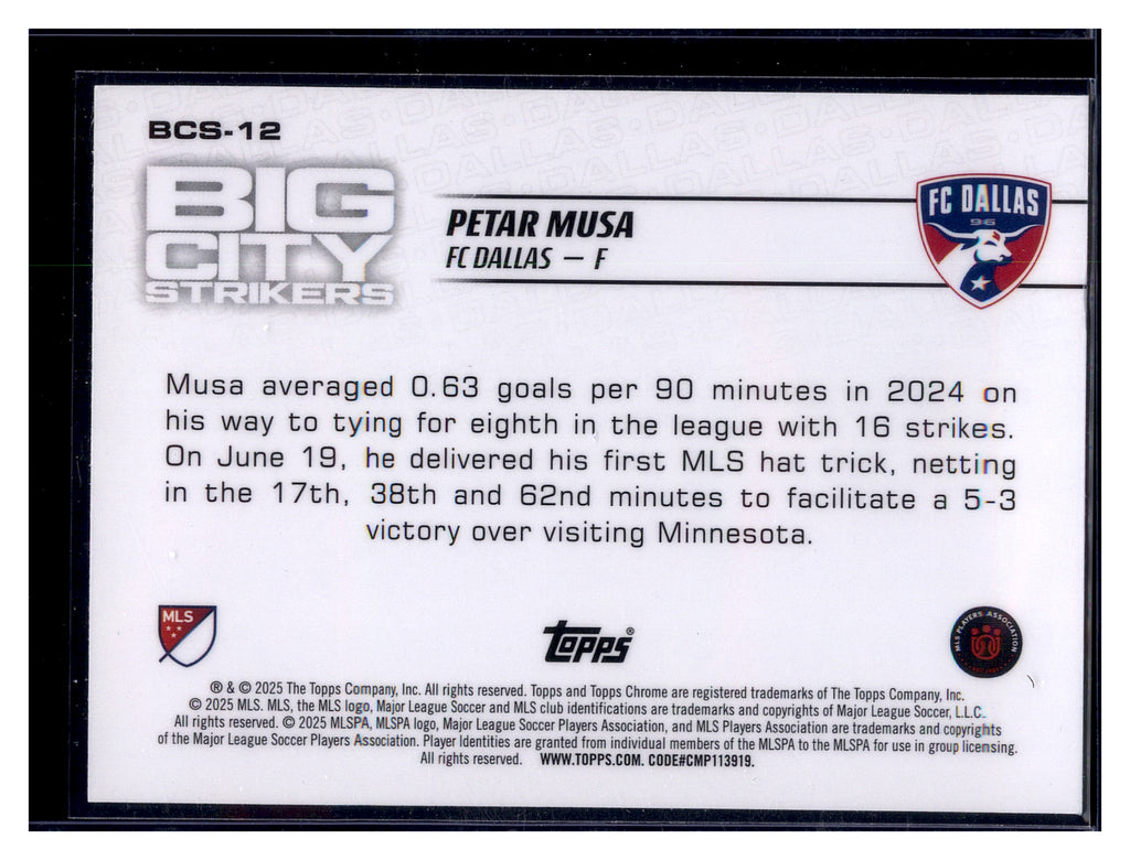 2025 Topps Chrome MLS #BCS-12 Petar Musa Big City Strikers