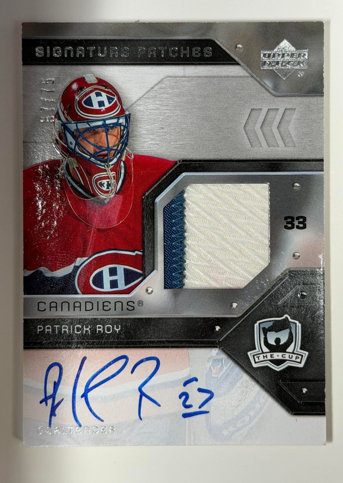 2006-07 Upper Deck The Cup #SP-PR2 Patrick Roy Signature Patches #/75