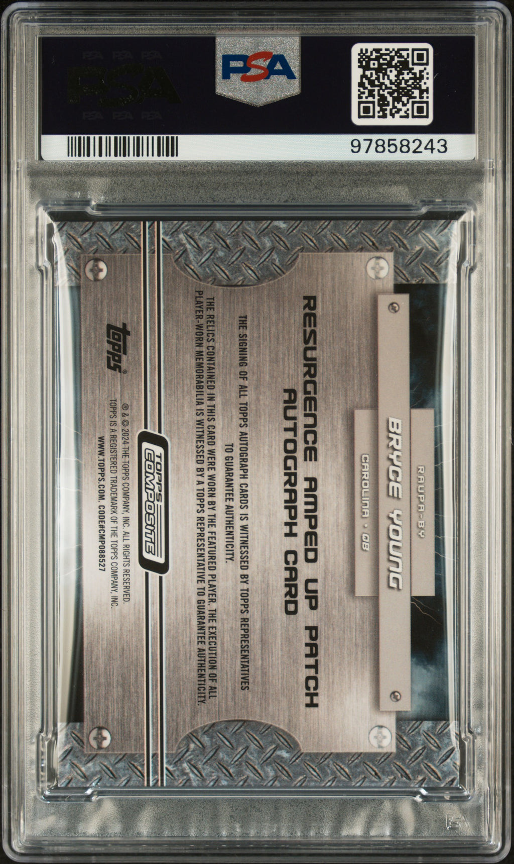 2023 Topps Composite Resurgence Amped Up Patch Auto Bryce Young  PSA 9 #/25