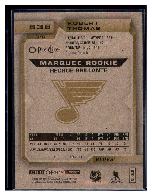 2018-19 Upper Deck #638 Robert Thomas 2018-19 O-Pee-Chee Update Silver