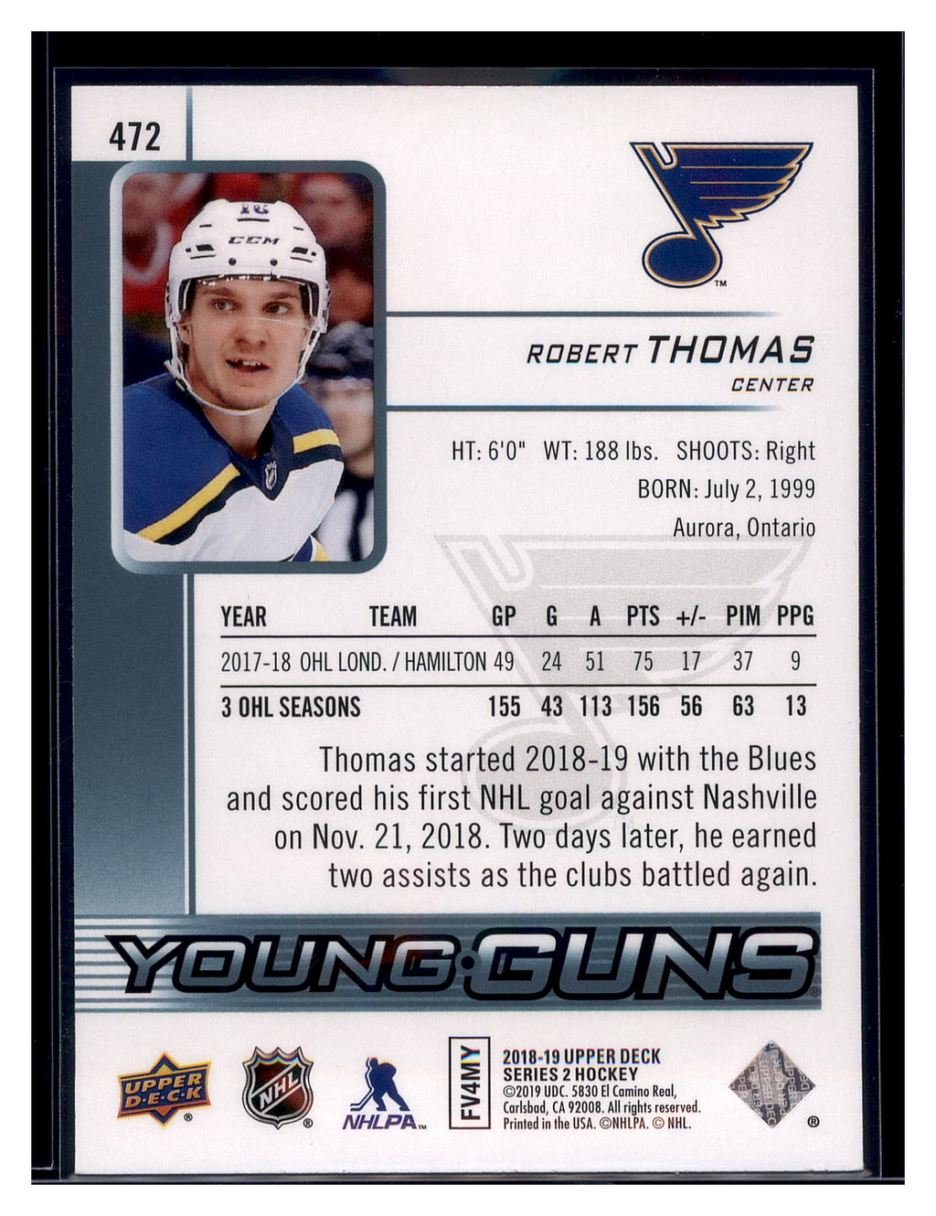 2018-19 Upper Deck #472 Robert Thomas