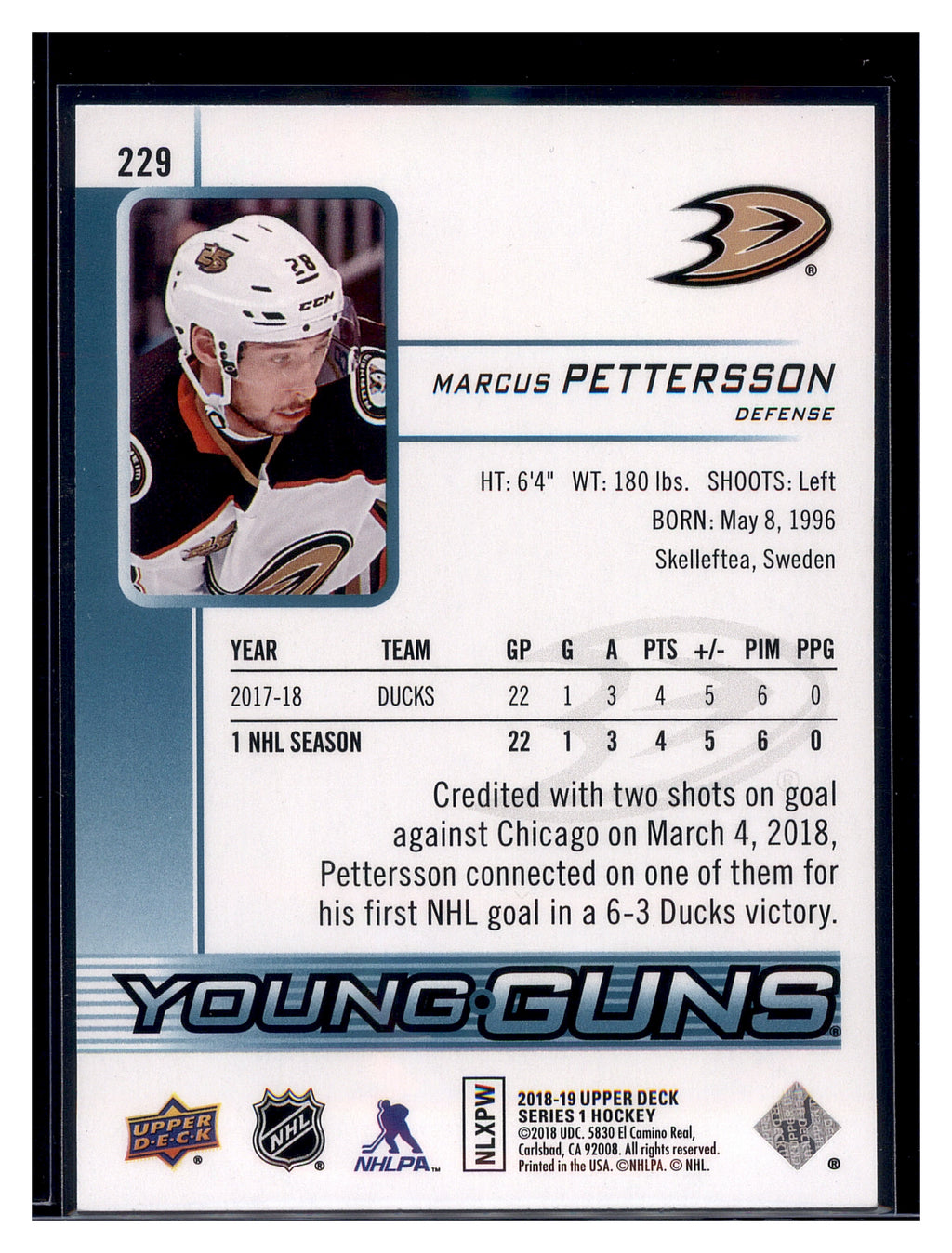 2018-19 Upper Deck #229 Marcus Pettersson