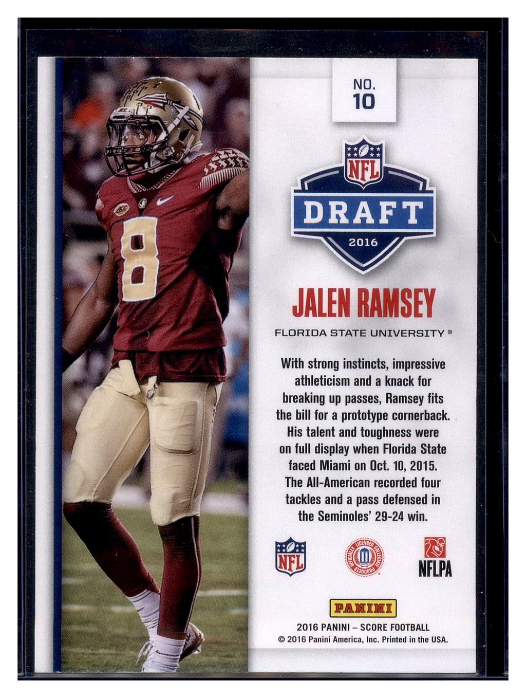 2016 Score #10 Jalen Ramsey NFL Draft