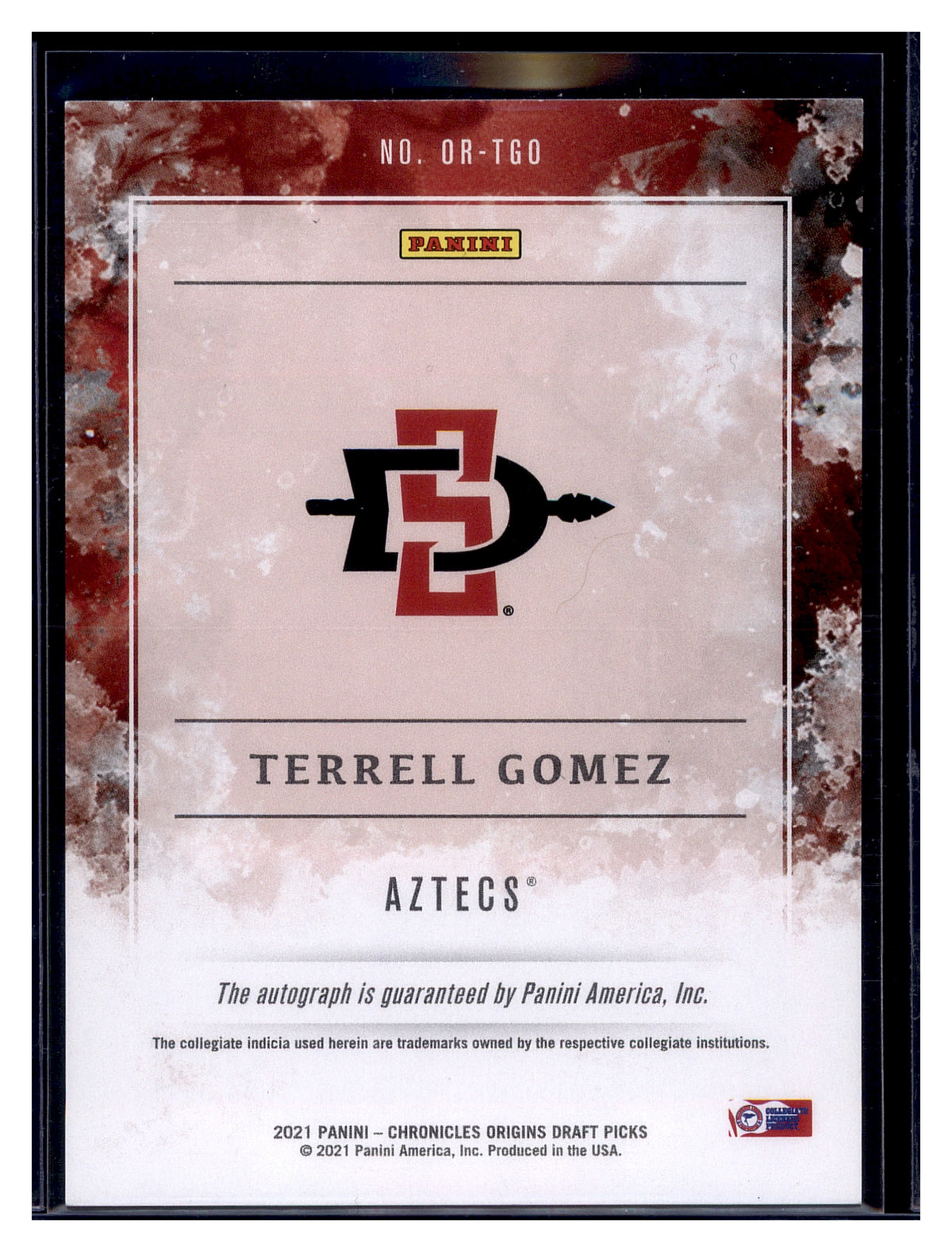 2021 Panini Chronicles #OR-TGO Terrell Gomez Origins Rookie Autographs #/99