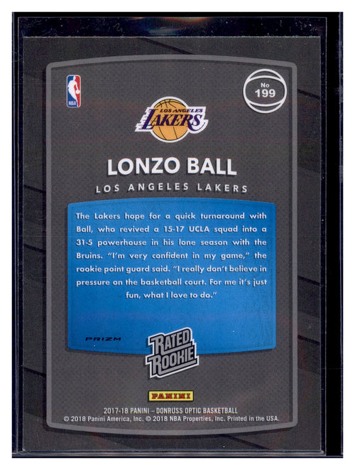 2017-18 Donruss Optic #199 Lonzo Ball Holo