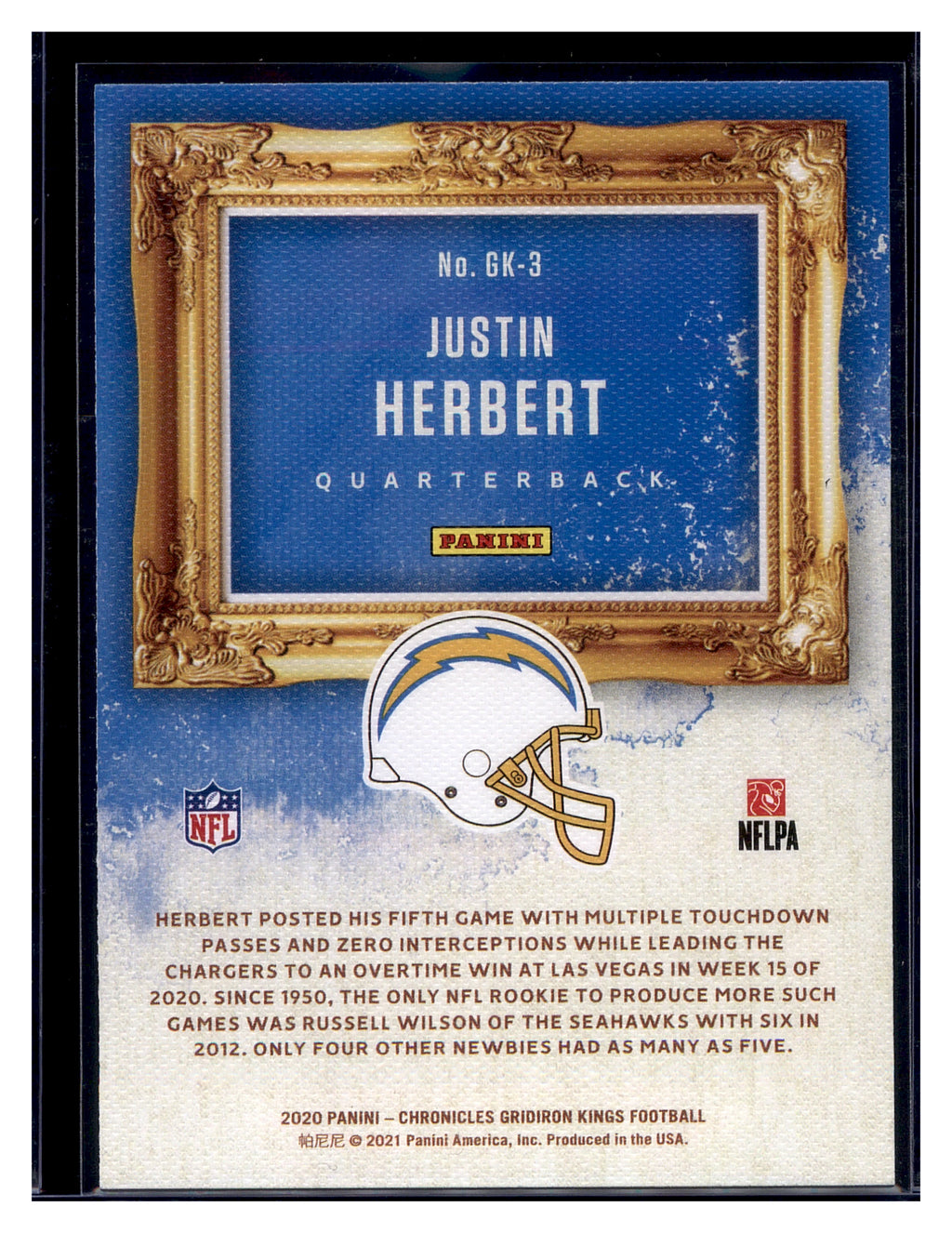 2020 Panini Chronicles #GK-3 Justin Herbert Gridiron Kings