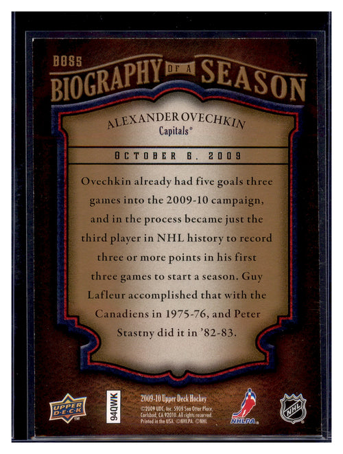 2009-10 Upper Deck #BOS5 Alexander Ovechkin Biography of a Season