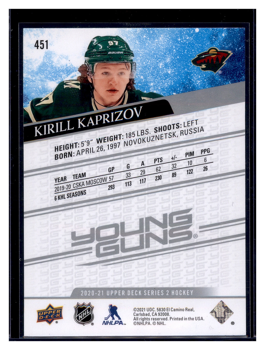 2020-21 Upper Deck #451 Kirill Kaprizov
