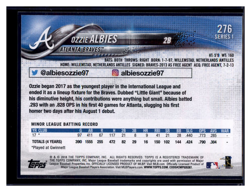 2018 Topps #276 Ozzie Albies Rainbow Foil