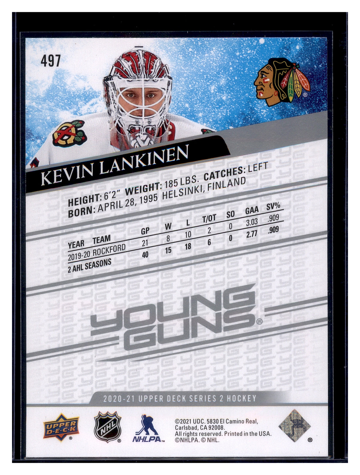 2020-21 Upper Deck #497 Kevin Lankinen