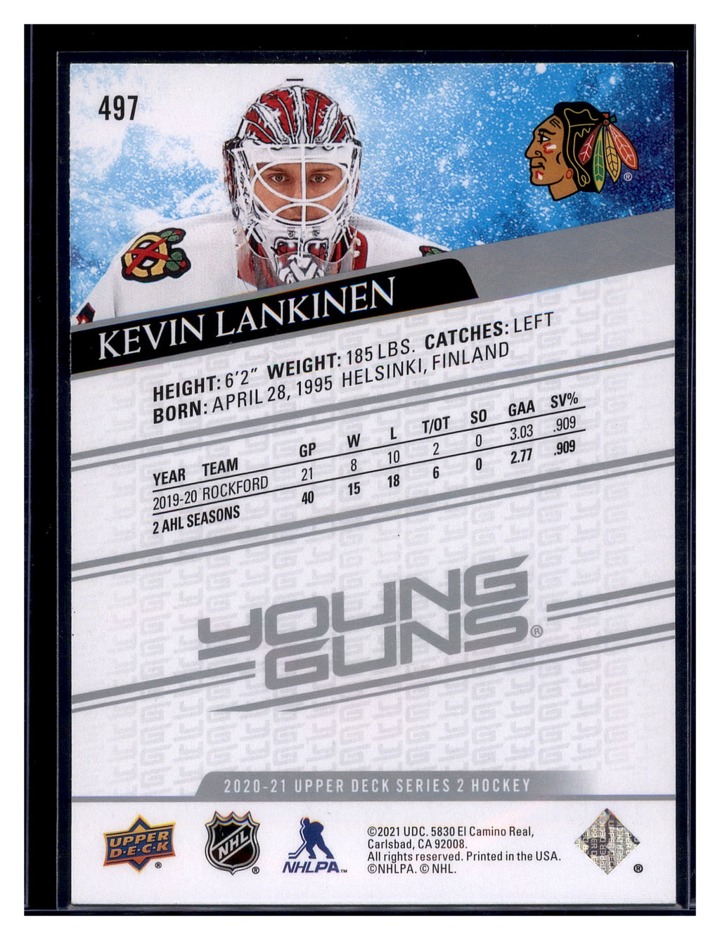 2020-21 Upper Deck #497 Kevin Lankinen