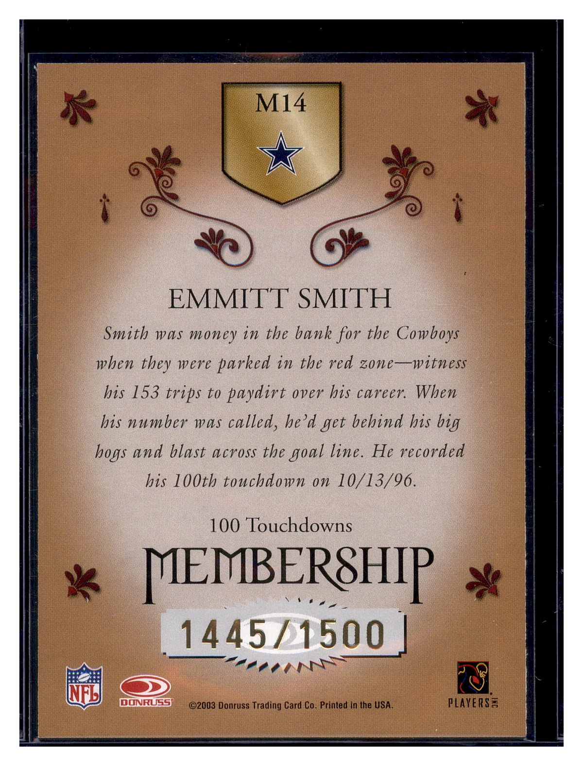 2003 Donruss Classics #M14 Emmitt Smith Membership #/1500