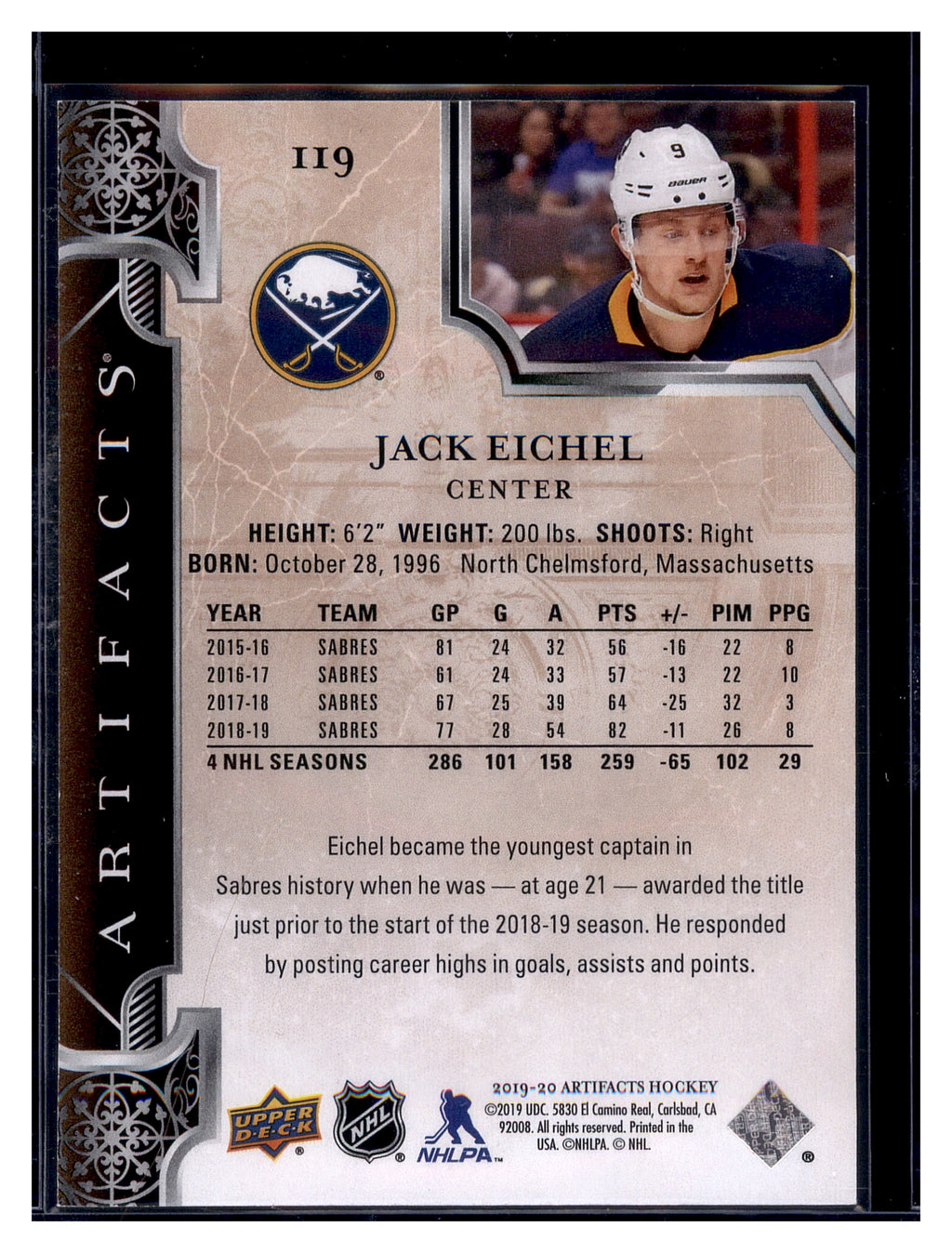 2019-20 Upper Deck Artifacts #119 Jack Eichel #/699